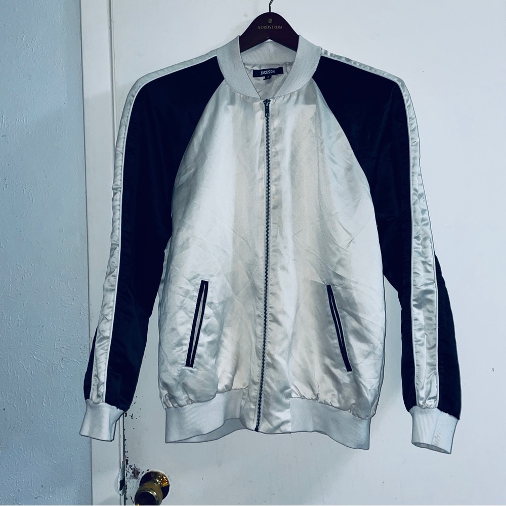 Jackson (Target) Satin Sukajan (Souvenir) Jacket Medium Black & Eggshell Good